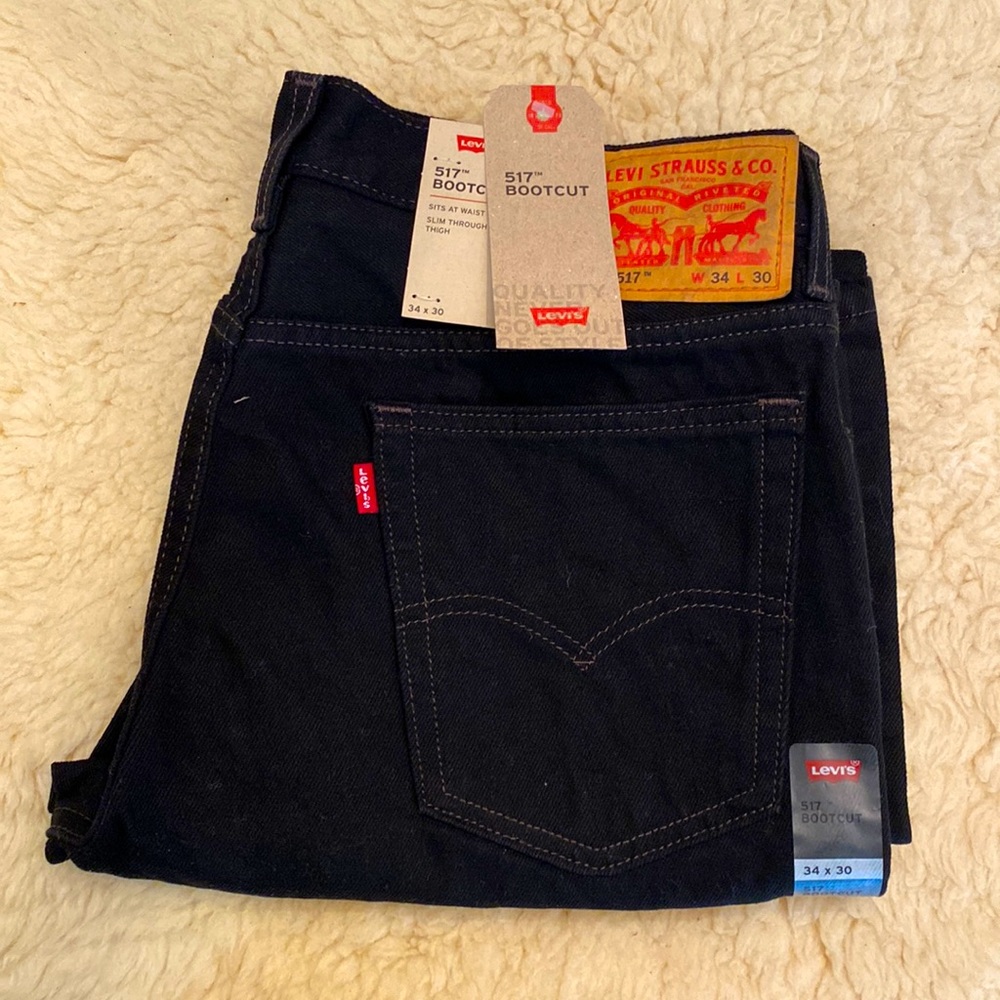 NWT Levi’s 517 Bootcut 34 x 30 BLACK mens denim